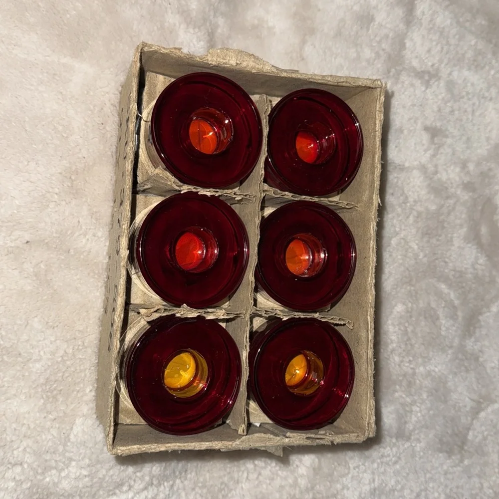 12 CRATE & BARREL RED TAPER CANDLE HOLDERS